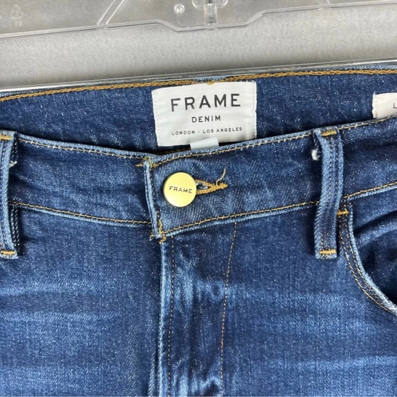 Frame Jeans Womens 32 x 27 Blue Le High Straight V-Cut Hem Dark Wash - Picture 6 of 16
